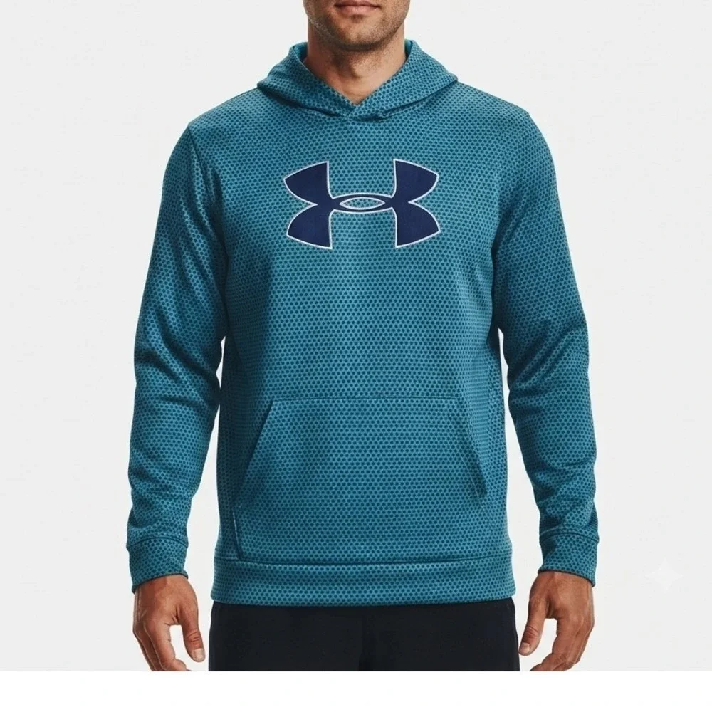 UNDER ARMOUR Youth Sz L Loose Sweatshirt Outdoor‎ Sports Geometric Blue Hoodie